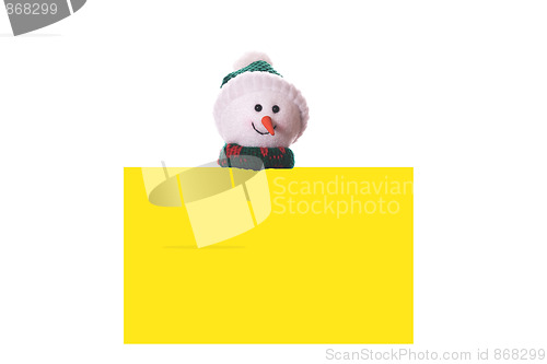 Image of Christmas yellow card with snowman