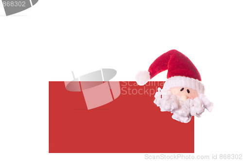 Image of Christmas red card with a face Santa Claus