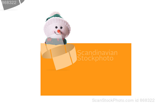 Image of Christmas orange card with snowman