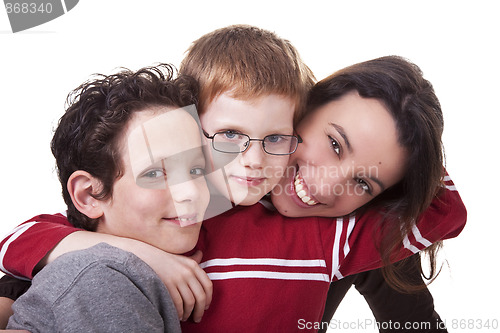 Image of happy woman and children