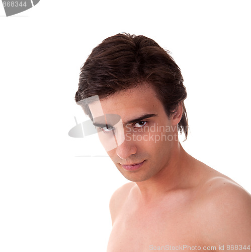 Image of Portrait of a handsome young man in topless