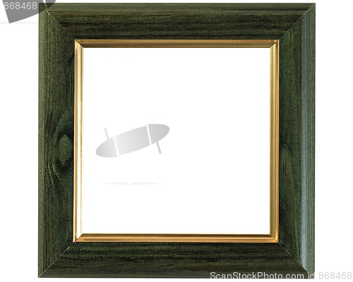 Image of Dark green gold-rimmed wooden frame