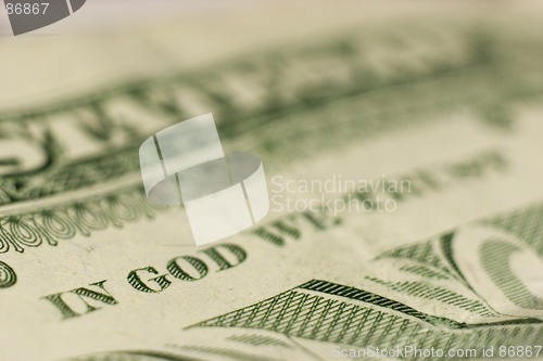 Image of Macro shot of IN GOD WE TRUST, fine focus on GOD