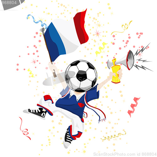 Image of France Soccer Fan with Ball Head.