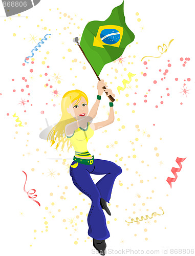 Image of Brazil Soccer Fan with flag.