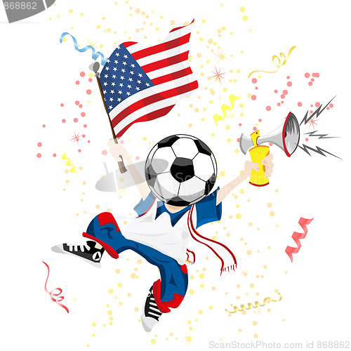 Image of United States of America Soccer Fan with Ball Head.