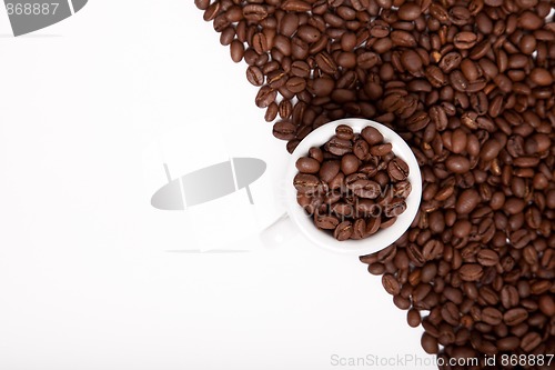 Image of Cappuchino cup with beans