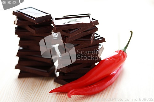 Image of dark chocolate with chilli pepper