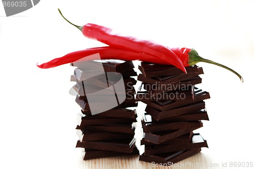 Image of dark chocolate with chilli pepper