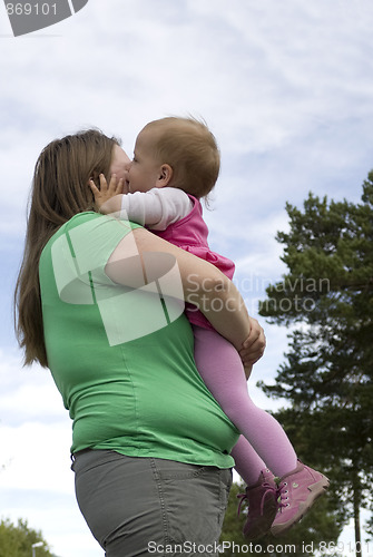 Image of Kissing obese mother