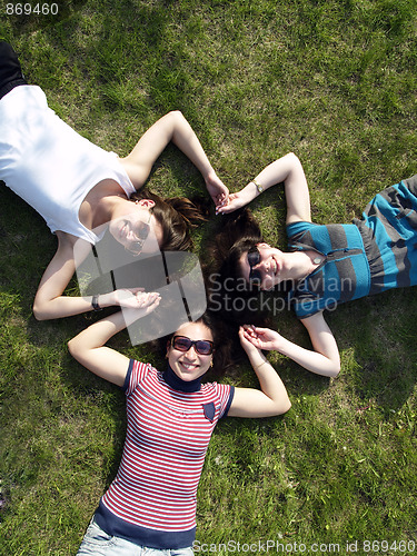 Image of Girls laying on grass