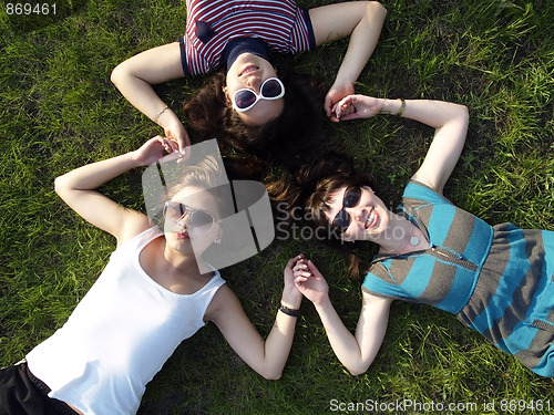 Image of Girls laying on grass