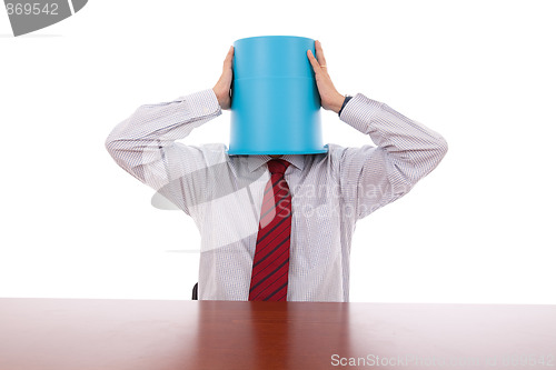 Image of Bucket head businessman