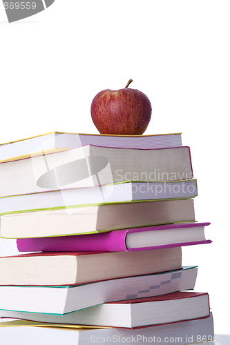 Image of Books and a fresh apple