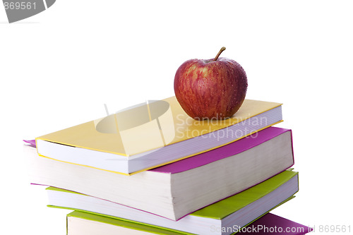 Image of Books and a fresh apple