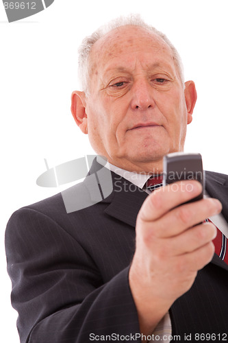 Image of Senior sending a sms