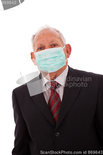 Image of Older businessman with a mask