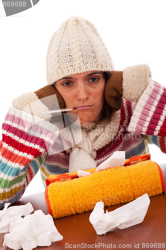 Image of woman with flu symptoms