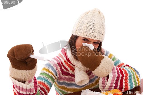 Image of woman with flu symptoms