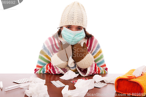 Image of woman with flu symptoms