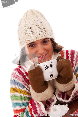 Image of woman with flu symptoms