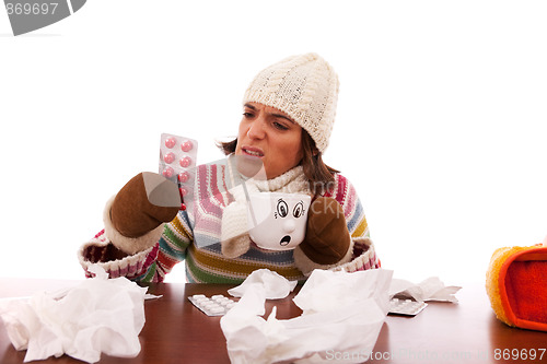 Image of woman with flu symptoms