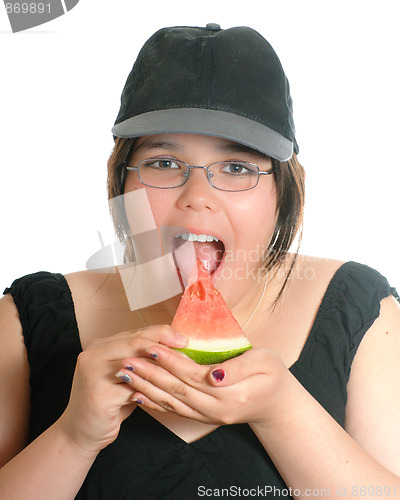 Image of Girl Eating Watermelon