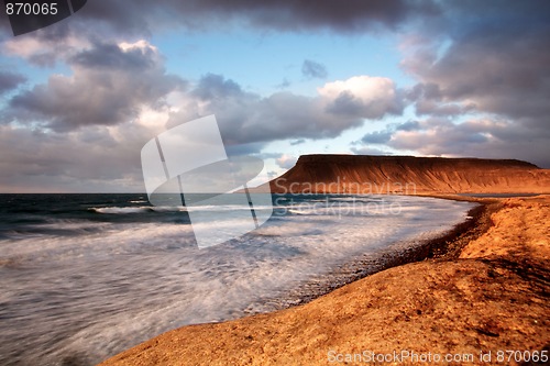 Image of Coastline at sunset, long exposure 