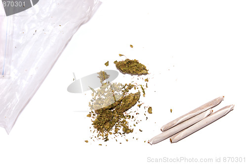 Image of marijuana with joints and bag