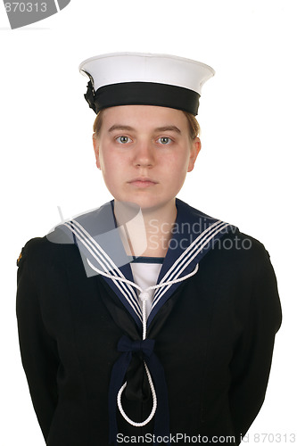 Image of female sailor in navy isolated white