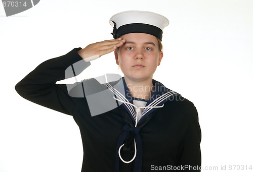 Image of female sailor in navy isolated white