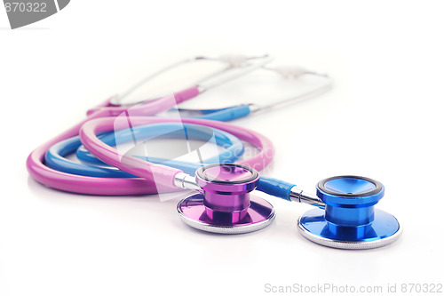 Image of pink and blue stethoscopes