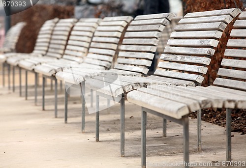 Image of White benches