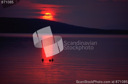 Image of Mountain lake sunset