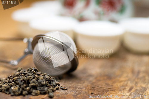 Image of green chinese tea set