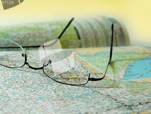 Image of Road map and glasses