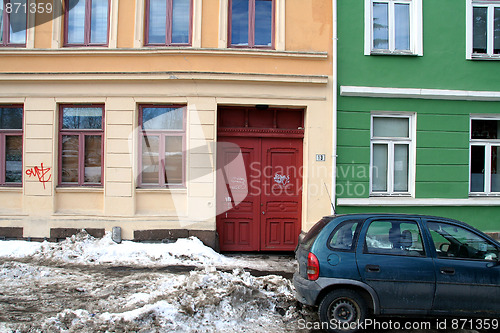 Image of Street with parked car.