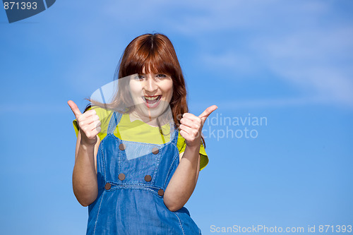Image of Happy woman on outdoor