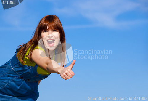 Image of Happy woman on outdoor