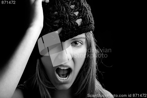 Image of Beautiful woman yelling