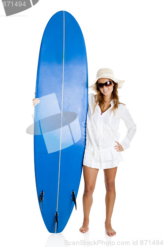 Image of Woman with a surfboard