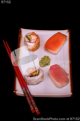 Image of Sushi plate and chopsticks 1