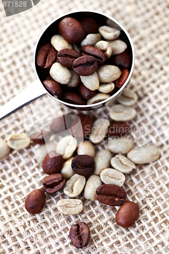 Image of spoon of coffee beans