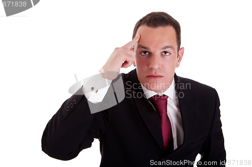 Image of Portrait of a young business man thinking