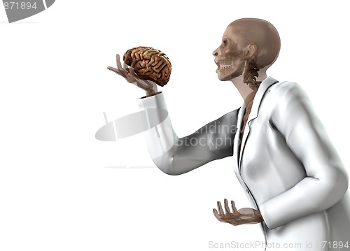 Image of Anatomical Women Holding Her Brain