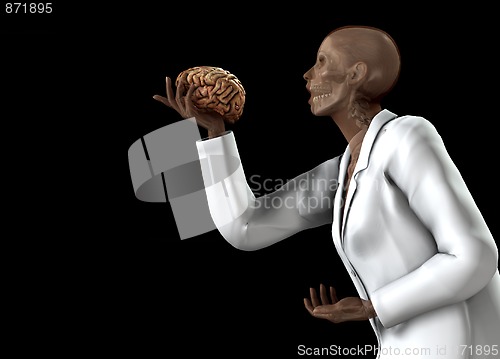 Image of Anatomical Women Holding Her Brain