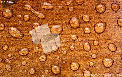 Image of Waterdrops on wood