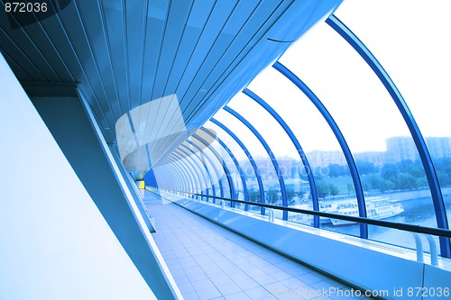 Image of futuristic glass corridor