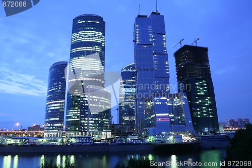 Image of skyscrapers on the Moscow-river