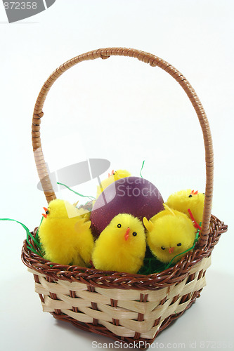 Image of Easter basket with Easter egg and chicks